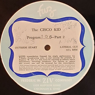 The Cisco Kid radio show transcription